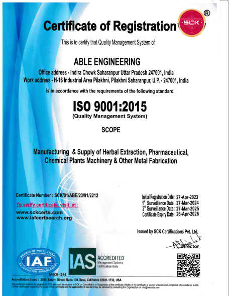 ISO Certificate - ABLE ENGINEERING