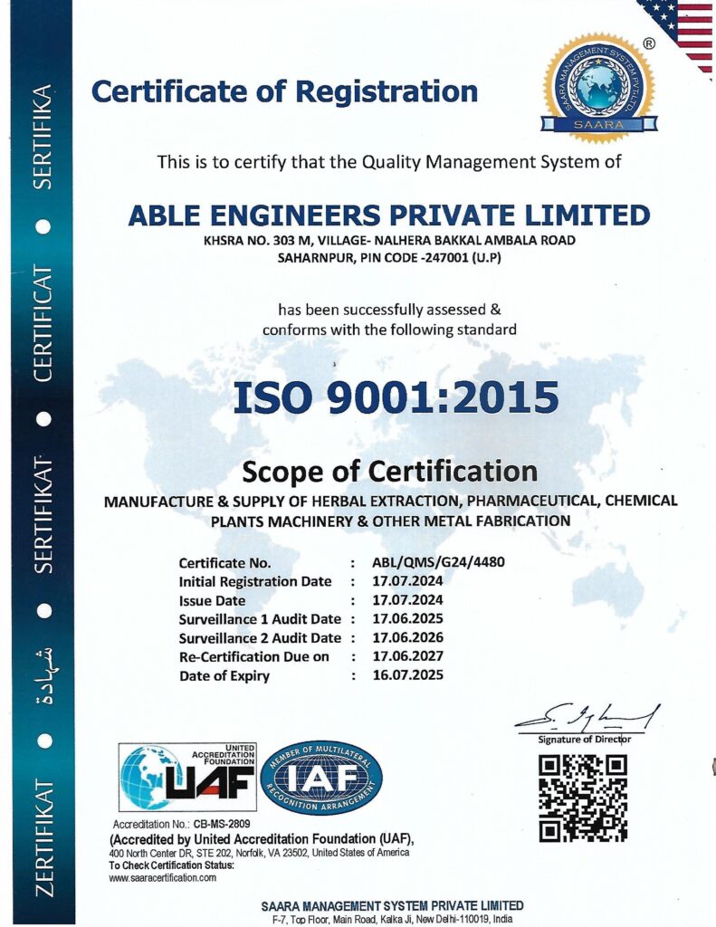 ISO Certificate ABLE ENGINEERS PVT LTD