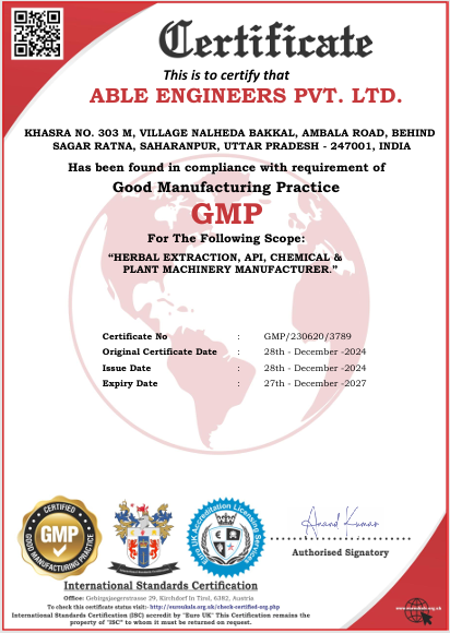 GMP Certificate ABLE ENGINEERS PVT LTD